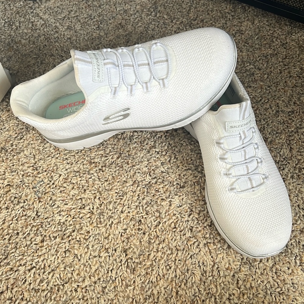 Skechers slip in, wide fit memory foam tennis shoes